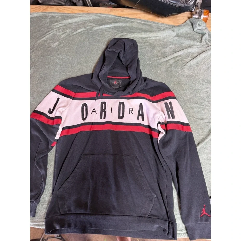 Vintage Nike Air Jordan Spell Out Jumpman All Over Sweatshirt Hoodie Large